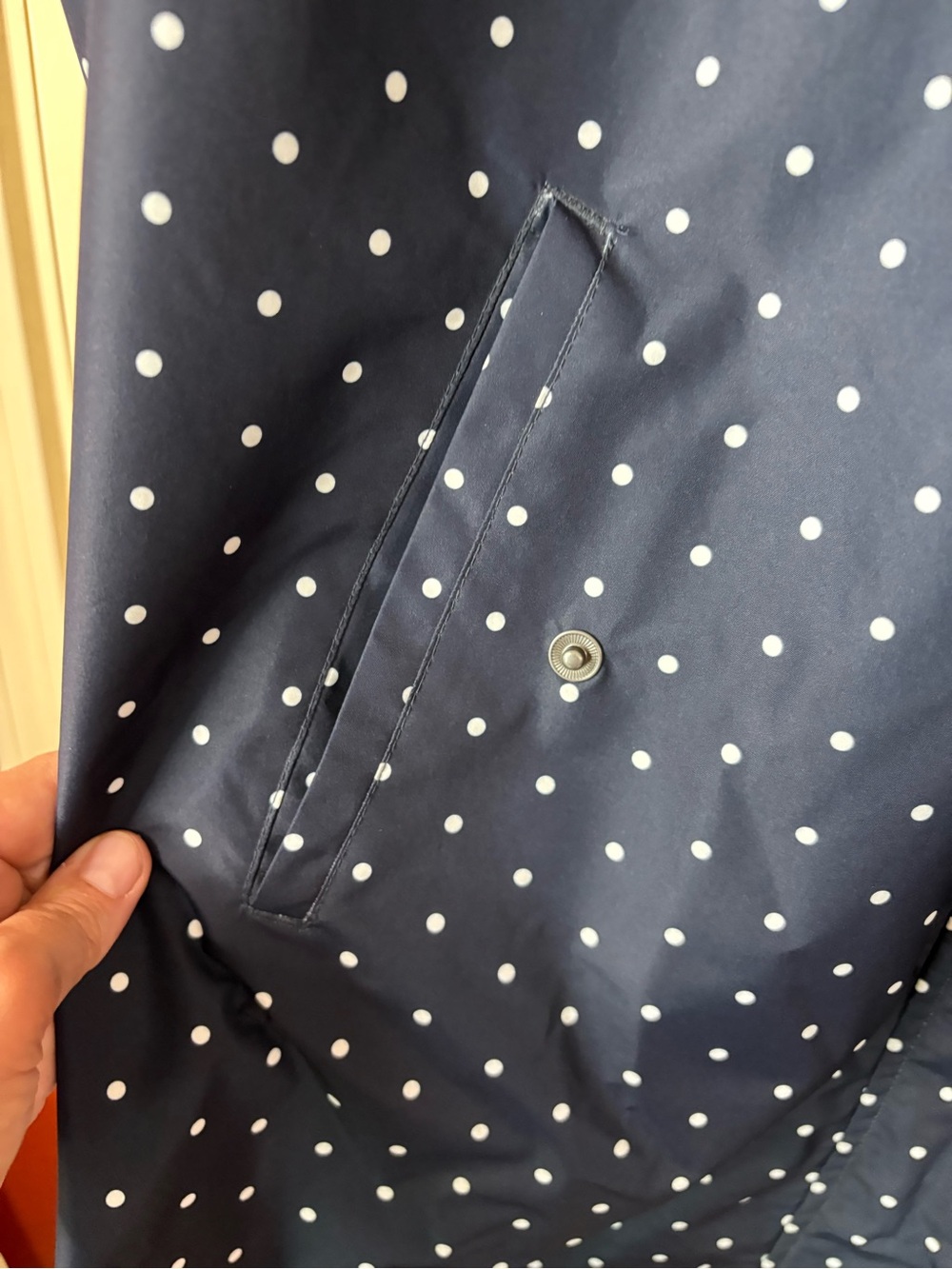 Lands End Polka Dot Navy Blue Trench Rain Coat Women’s Sz Lightweight - Picture 8 of 9
